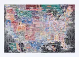 Paula Scher, USA Airline Routes, 2020, Digital pigment print in colors, on wove paper, with full margins