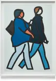 New York Couple 2, from New York Couples by Julian Opie, 2019, Screenprint and inkjet in colors with collage, on Canson Conservation Board, the full sheet, contained in the original a, sold Feb 2023