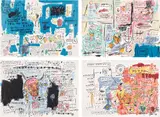 Jean-Michel Basquiat, Ascent; Olympic; Leeches; and Liberty, 1982-1983/2017, The complete set of four screenprints in colors, on Somerset paper, the full sheets, with colophon, the sheets loose (as issued), all contained in the original dark grey linen-covered portfolio with silver embossed crown