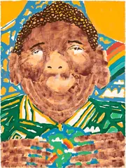 Koichi Sato, Save the World, 2021, Screenprint in colors with extensive hand-coloring, on wove paper, the full sheet