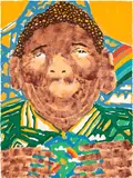 Koichi Sato, Save the World, 2021, Screenprint in colors with extensive hand-coloring, on wove paper, the full sheet