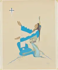 Jerome Tiger, [Untitled], 1964, Gouache drawing, on thick card