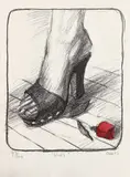 Hugh Auchincloss Steers, Studs, c. 1990, Lithograph with hand-coloring, on wove paper, with full margins