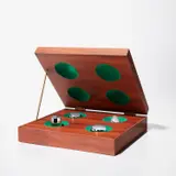 Richard Artschwager, Four Approximate Objects (A. 22), 1970-1991, Mahogany, formica and brass box multiple with green flocking and four chrome-plated brass objects