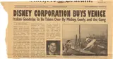 Vik Muniz, Disney Corporation Buys Venice; and Gender Disputer Flares Up Over Newest Urine-Powered Vehicle, from Personal Articles