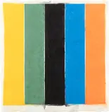 Colored Paper Image XIII (Yellow Green Black Blue Orange), from Colored Paper Images (T. 309, A. 153) by Ellsworth Kelly, 1976, Colored and pressed paper pulp, with full margins, sold Apr 2023