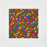 Circle with Broken Bands Within a Square (K. 2003.07) by Sol LeWitt, 2003, Linocut in colors, on Somerset paper, with full margins, sold Apr 2023