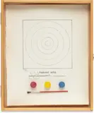 Jasper Johns, Target (G. 276, ULAE 89), 1971, Lithograph with collage of red, yellow and blue watercolors and brush, on Hahnemühle paper, with full margins, contained in the original artist specified wooden case with Plexi glazing
