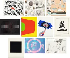 New York International by Various Artists, 1966, The complete set of 10 prints, including screenprints, lithographs, and one offset lithograph with objects in various me, sold Apr 2023