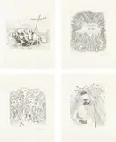 Arman, Le Naufrage de Méduse (The Shipwreck of Medusa), 1992, The complete deluxe set of four etchings, on Arches paper, with full margins, folded (as issued), with text by Jean Ristat, accompanied by four duplicate etchings, on thin laid paper, with full margins, loose (as issued), all contained in the original blue cloth-covered portfolio