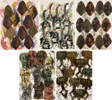 Arman, Les Unités plénières (Plenary Units), 1998, The complete set of four lithographs in colors, on Rives BFK paper, the full sheets, with justification and text in French by Tita Reut, all contained in the original white cloth-covered portfolio with collage of lithographs on the front