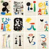 Parler seul (Talk Alone) (M. 102-3, 106-75, C. bks 17) by Joan Miró, 1948-1950, The portfolio of 71 lithographs, 49 in colors, with an additional lithograph on the cover with collage, on Montval laid , sold Apr 2023
