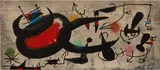 Joan Miró, L'Oiseau solaire, l'oiseau lunaire, étincelles (The Solar Bird, the Lunar Bird, Sparks) (D. 447, see C. bks 117), 1967, Etching and aquatint with carborundum in colors, on Arches paper, the full sheet
