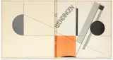 El Lissitzky, Wendingen Journal, volume IV, number 11, 1921, Lithograph in colors, on wove paper, printed on the front and back cover of the periodical Wendingen devoted to Frank Lloyd Wright with photogravures and text by Dr. H.P. Berlage, the full sheet, bound (as issued) with partial raffia sewn spine