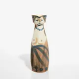 Femme (Woman) (R. 300) by Pablo Picasso, 1955, White earthenware turned pitcher, painted in colors, with glazed interior; ceramic, Madoura edition, sold Apr 2023