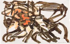 David Smith, Untitled (Chelsea Hotel Series), 1960, Unique brown egg ink and oil painting, on wove paper