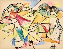 Hans Hofmann, Provincetown Landscape, 1941, Wax crayon and ink drawing, on wove paper