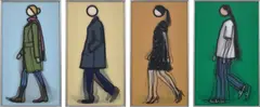Julian Opie, Sian Walking; Jeremy Walking in Coat; Verity Walking; and Kris Walking (C. 147-150), 2010, The complete set of four lenticular acrylic panels, comprised of four colour inkjet prints, printed on 20 lpi lenticular animating lenses, back mounted with 2mm Dibond (as issued)