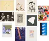Various Artists, The Geldzahler Portfolio, 1998, The complete set of 11 works, including three lithographs, one photolithograph, three etchings, one with aquatint, two screenprints and one digital inkjet print, in colors and in black and white, on various wove papers, with full margins and the full sheets, loose (as issued), accompanied by a VHS of a video transfer of black and white 16mm film by Andy Warhol of Henry Geldzahler from 1964, with justification and the original paper pamphlet, all contained in the original cardboard portfolio with printed title