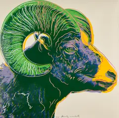 Andy Warhol, Bighorn Ram, from Endangered Species (F. & S. 302), 1983, Screenprint in colors, on Lenox Museum Board, the full sheet