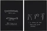 Jean-Michel Basquiat, RGT Clavicle; and 3 Views of the Shoulder Joint Opened, from Anatomy, 1982, Two screenprints in black, on Arches paper, the full sheets