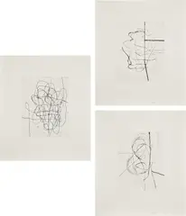 Christopher Wool, Untitled, 2014, The complete set of two drypoints and one etching with drypoint, on Strathmore Bristol paper, with full margins, with justification, all contained in the original black cloth-covered portfolio