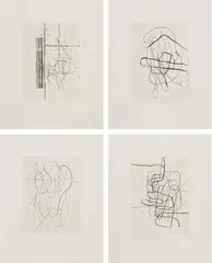 Christopher Wool, Untitled, 2014, The complete set of four etchings with drypoint, on Strathmore Bristol paper, with full margins, with justification, all contained in the original black cloth-covered portfolio