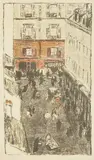 Pierre Bonnard, Coin de rue vue d'en haut (Street Corner Seen from Above), from Quelques aspects de la vie de Paris (Some Scenes of Parisian Life) (B. 70, R.-M. 68), 1899, Lithograph in colors, on Chine volant, with margins