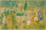 Festin nuptial dans la grotte des nymphes (Wedding Feast in the Nymph's Cave), from Daphnis et Chloé (M. 348, see C. bks 46) by Marc Chagall, 1961, Lithograph in colors, on Arches paper, the full sheet, folded (as issued), sold Apr 2023