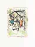 Marc Chagall, Le Peintre devant le village I, Décembre 1969 (The Artist at the Village I, December 1969) (M. 603)