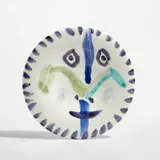 Visage no. 144 (Face no. 144) (R. 480) by Pablo Picasso, 1963, White earthenware round plate painted in colors and glazed; ceramic, Madoura edition, sold Apr 2023