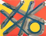Bleu coulé en gris (Blue Streak on Gray) by Alexander Calder, 1965, Lithograph in colors, on wove paper, the full sheet, sold Apr 2023