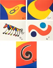 Alexander Calder, Flying Colors, 1974, Five lithographs in colors, on Arches paper, the full sheets
