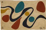 Turquoise by Alexander Calder, 1975, Handwoven and dyed jute Maguey fiber tapestry, sold Apr 2023