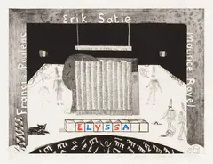 A Souvenir for a Triple Bill (for Elyssa) by David Hockney, 1982, Etching and aquatint with hand-coloring, on wove paper, with full margins, sold Apr 2023