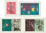 David Salle, Canfield Hatfield: plates 2, 3, 5, and 6, 1989, Four aquatints and photo-etchings in colors, on Somerset paper, with full margins