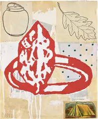 Lucky Ring #6 by Donald Baechler, 1993, Gouache, gesso and collage drawing, on wove paper, sold Apr 2023