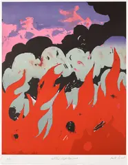 Harold Ancart, Untitled (Purple Flame), 2017, Lithograph in colors, on Rives BFK paper, with full margins