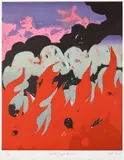 Harold Ancart, Untitled (Purple Flame), 2017, Lithograph in colors, on Rives BFK paper, with full margins