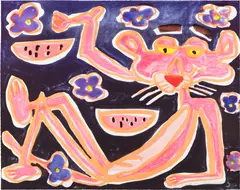African Violet by Katherine Bernhardt, 2019, Lithograph in colors, on Somerset paper, the full sheet, sold Apr 2023