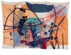 Clustering Thoughts by Jadé Fadojutimi, 2019, Monumental cotton, silk viscose velvet, organza ribbon, grosgrain ribbon, velvet ribbon, cotton cord and embroidery, han, sold Apr 2023