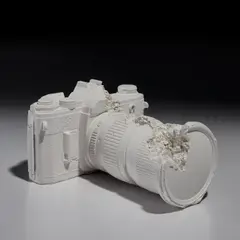 Future Relic 02 (35mm Camera) by Daniel Arsham, 2014, Cast multiple in plaster and crushed glass, contained in the original foam-lined presentation box, sold Apr 2023