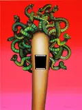 Emily Mae Smith, Medusa, 2019, Screenprint in colors with glow-in-the-dark ink, on Coventry rag paper, the full sheet