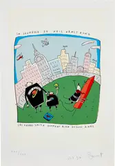 Louise Bonnet, La Jeunesse de Neil Armstrong (The Youth of Neil Armstrong), c. 2000, Screenprint in colors, on wove paper, with full margins