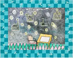 Hollis Sigler, Waiting for the Gods, from Suite for the Gods, 2000, Lithograph and woodcut in colors with Chine collé and collage, on wove paper, the full sheet