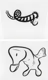Sue Williams, Untitled; and Untitled