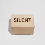 Christian Marclay, Silent (Music Box), 2005, Pine box multiple with laser engraved text, containing a music box mechanism, accompanied by a letterpress card