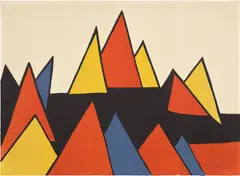 Alexander Calder, Horizontal Pyramides, 1974, Lithograph in colors, on Arches paper, the full sheet