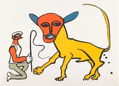 Lion and Tamer by Alexander Calder, 1974, Lithograph in colors, on wove paper, with full margins, sold Jun 2023