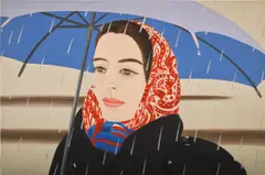 Alex Katz, Blue Umbrella 2, 2020, Archival pigment print in colors, on Crane Museo Max paper, the full sheet